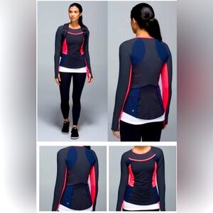 Lululemon Trail Bound Long Sleeve Shirt pink black blue size 8